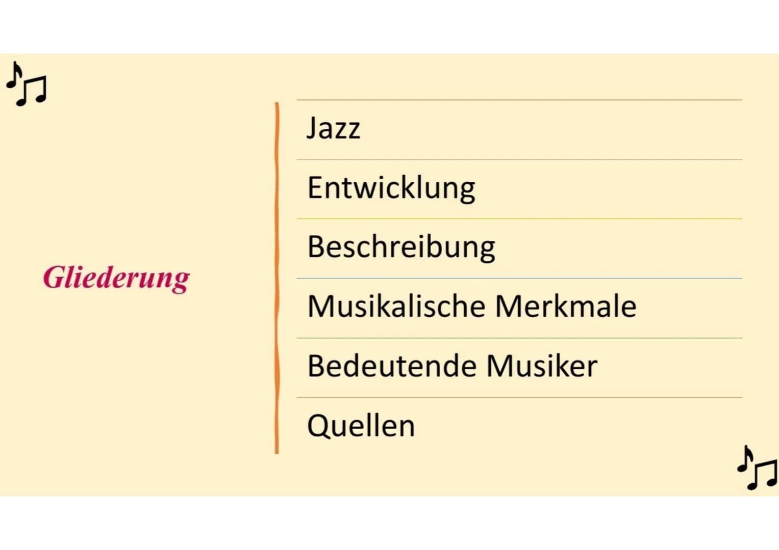 Der New
Orleans Jazz
Von Jesika Bhatia
Dixie
Band
New Orleans 门
Gliederung
Jazz
Entwicklung
Beschreibung
Musikalische Merkmale
Bedeutende Mu