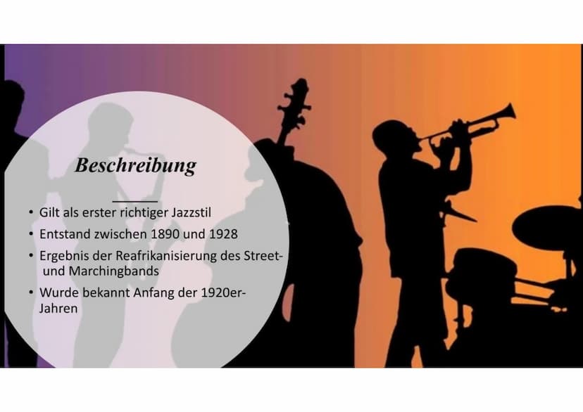 Der New
Orleans Jazz
Von Jesika Bhatia
Dixie
Band
New Orleans 门
Gliederung
Jazz
Entwicklung
Beschreibung
Musikalische Merkmale
Bedeutende Mu