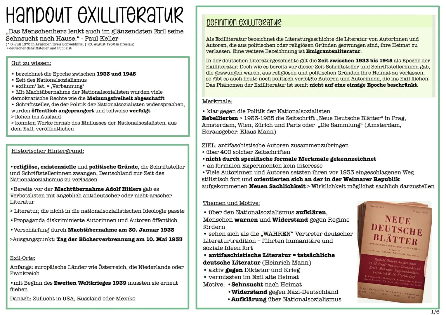 HanDout EXILLITERATUR
,,Das Menschenherz lenkt auch im glänzendsten Exil seine
Sehnsucht nach Hause." - Paul Keller
(* 6. Juli 1873 in Arnsd