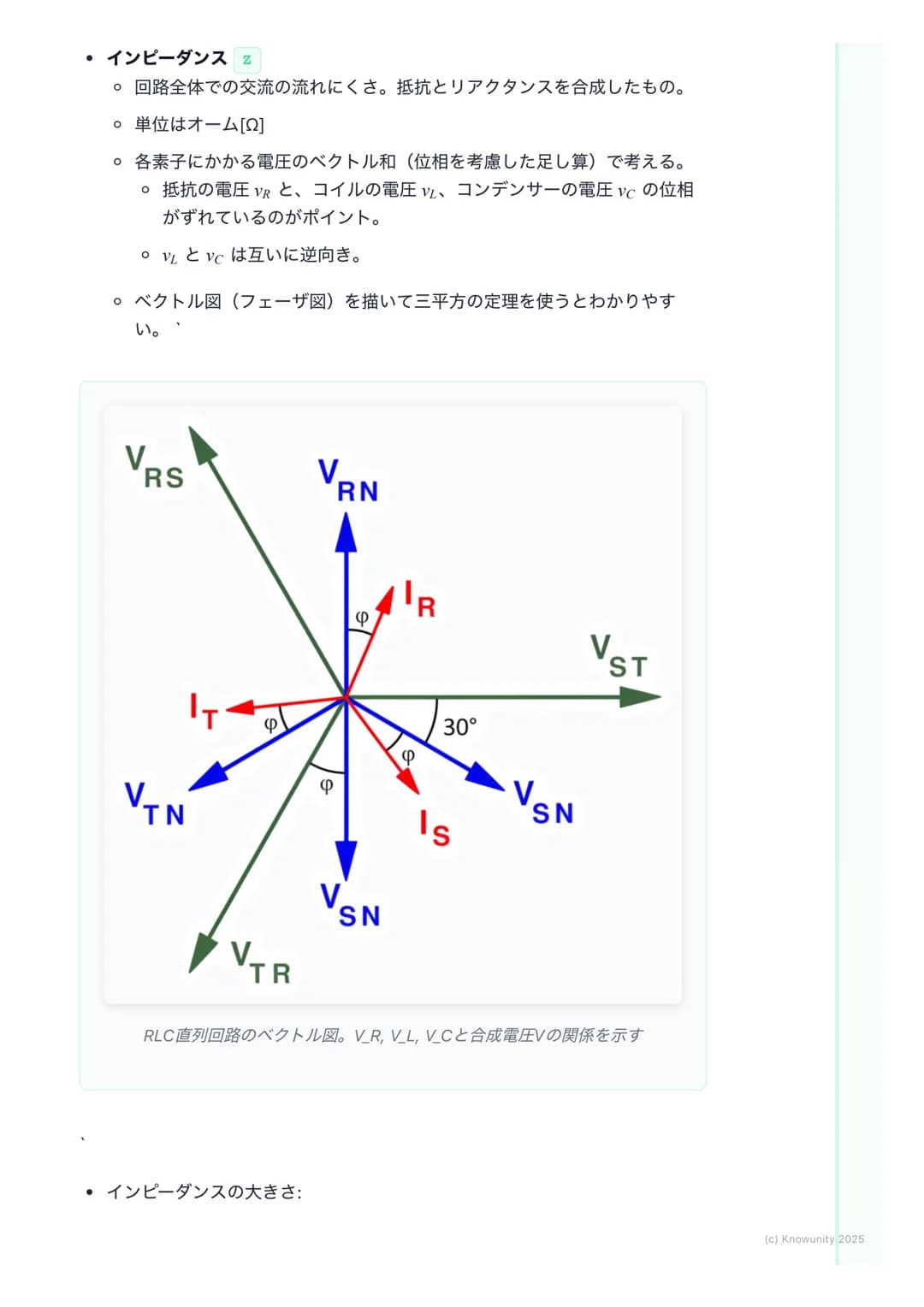 # 交流回路

交流回路の概要

家庭用のコンセントに来ている電気は交流(AC)。直流(DC)と違って、電圧や電
流の向きと大きさが周期的に変化する。この変化はふつう正弦波で表される。
だから三角関数の知識が必須になる。直流回路では抵抗Rだけだったけど、交流
回路ではコイルLとコ