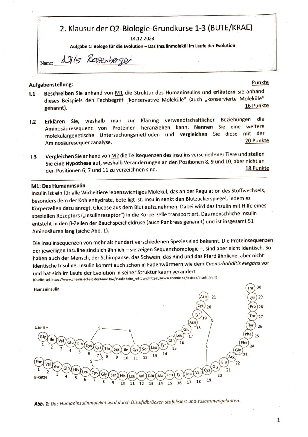 Q2.1-Biologie GK-Klausur-Evolution-14Punkte