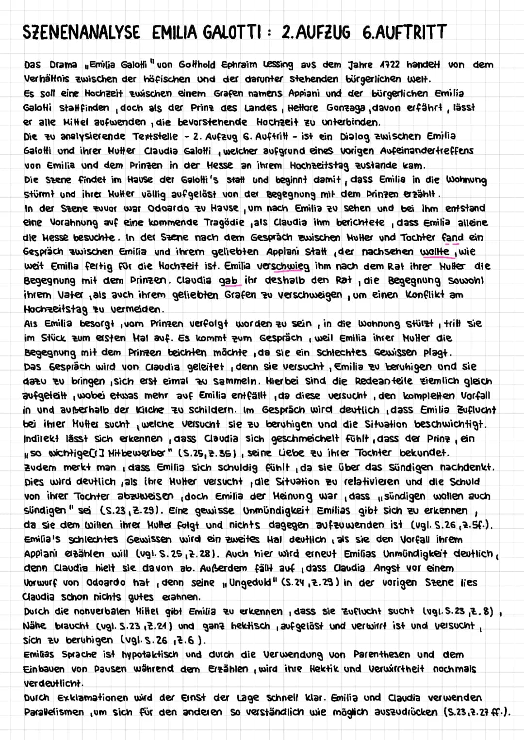 Emilia Galotti 2. Aufzug 6. Auftritt: Szenenanalyse und Zusammenfassung