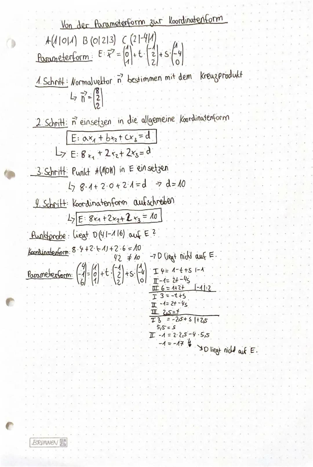 Parameter und Koordinatenform