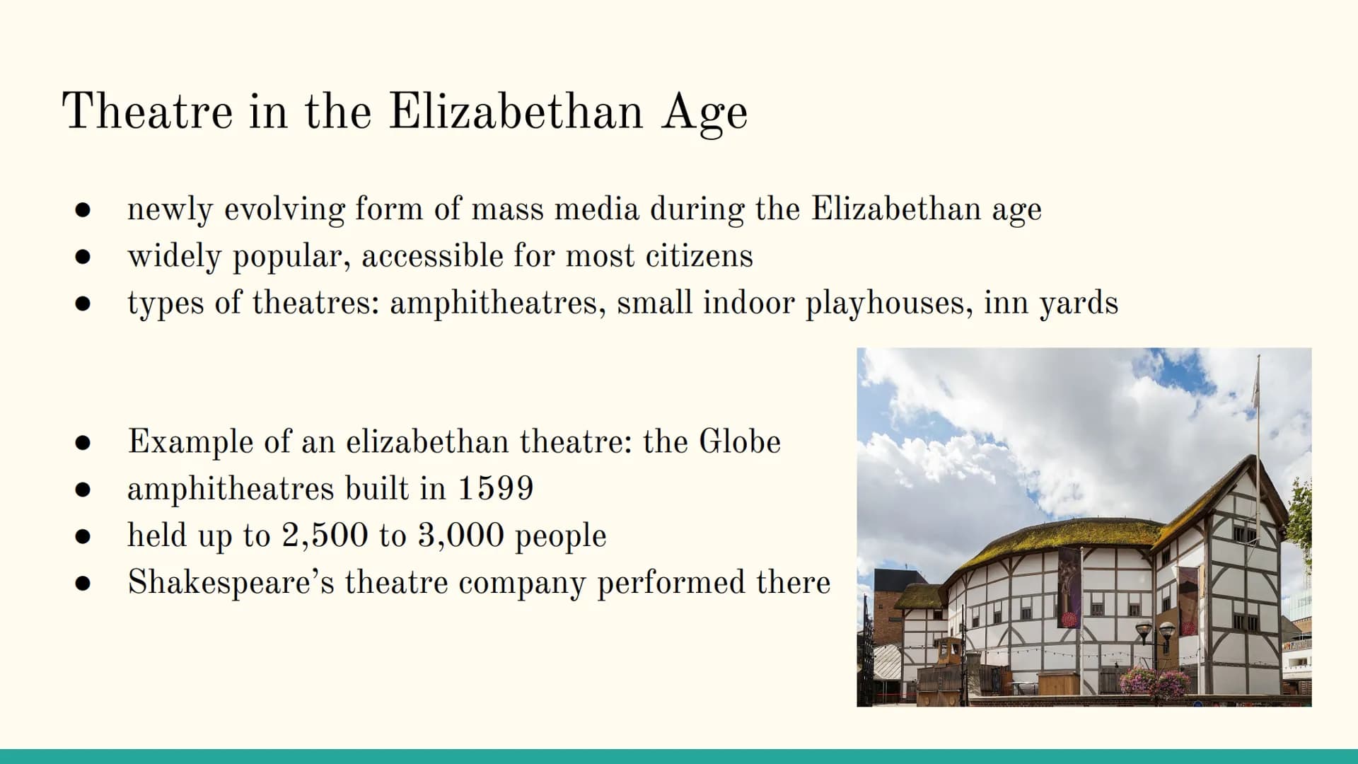 Shakespeare Contents
Shakespeare's life
Renaissance and Elizabethan Age
Theatre in the Elizabethan Age
Shakespeare's work
An example of Shak