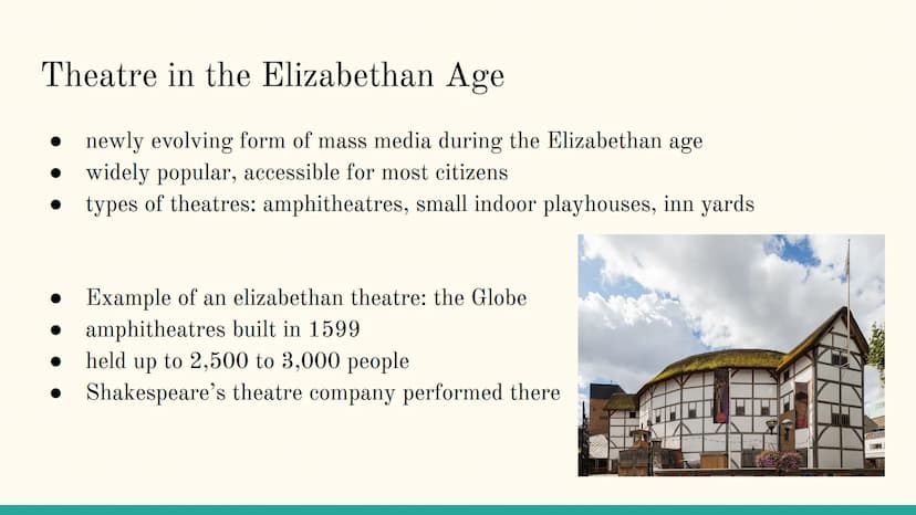 Shakespeare Contents
Shakespeare's life
Renaissance and Elizabethan Age
Theatre in the Elizabethan Age
Shakespeare's work
An example of Shak