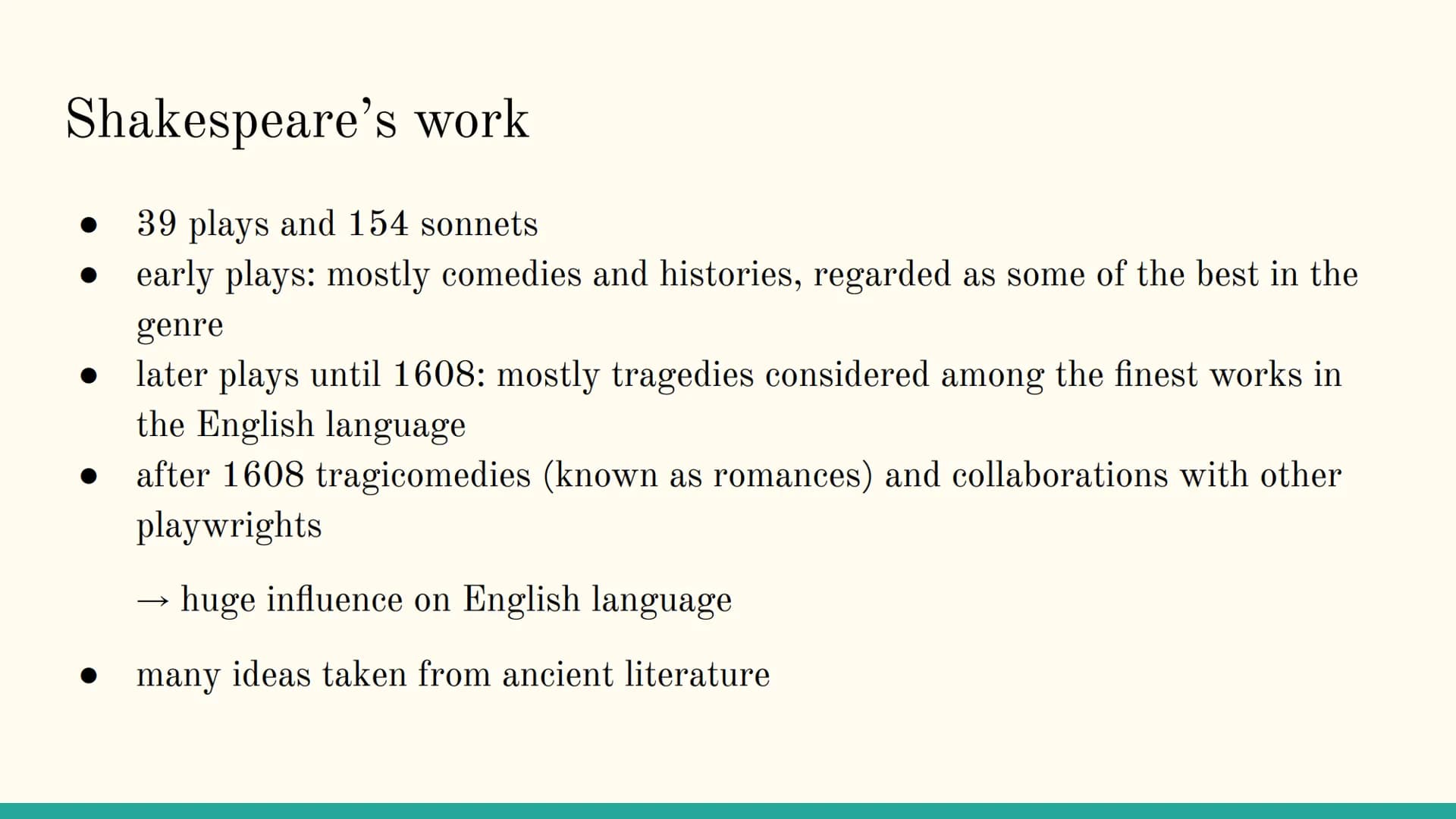 Shakespeare Contents
Shakespeare's life
Renaissance and Elizabethan Age
Theatre in the Elizabethan Age
Shakespeare's work
An example of Shak