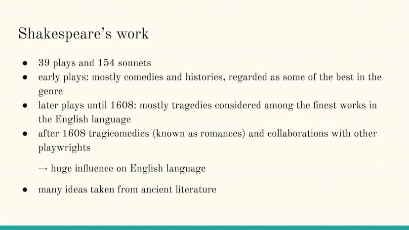 Shakespeare Contents
Shakespeare's life
Renaissance and Elizabethan Age
Theatre in the Elizabethan Age
Shakespeare's work
An example of Shak