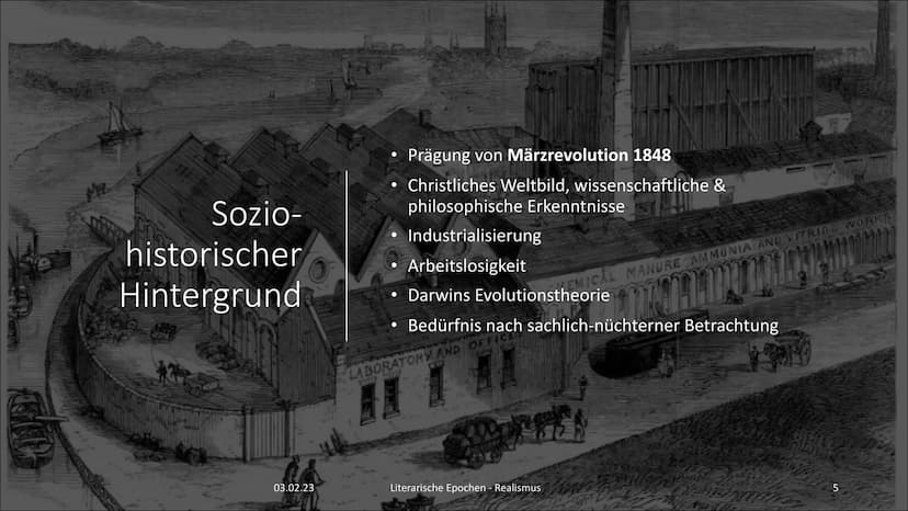 Der Realismus
[rea'lismus]
3  Gliederung
03.02.23
• Zeitliche Eingrenzung & Herleitung des Namens
●
Sozio-historischer Hintergrund
• Philoso