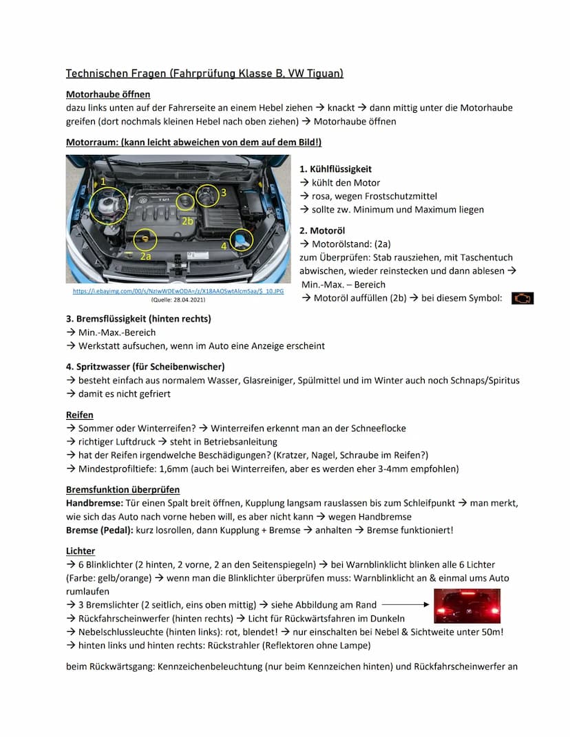 Technische Fragen zur praktischen Prüfung Klasse B Dein PDF Guide 2024 (Lerntipps) als PDF