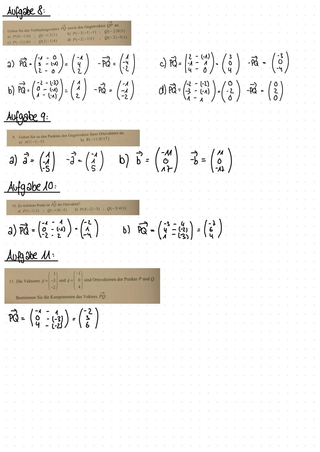 besondere Vektoren
VERFORER
Verbindungsvektor zweier Punkte
Sind P (P₁ P₂ P3) und Q (9₁ 192 193) zwei Punkte des Raumes, so gilt för
den Ver