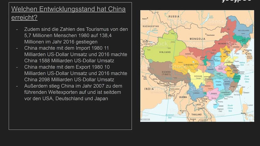 Entwicklungsstrategien von
China
von Henry und Tjaard
TH
10
***** Aspekt 1 (Fokus): Welche
chinesische Regierung verfolgt und welchen
Entwic