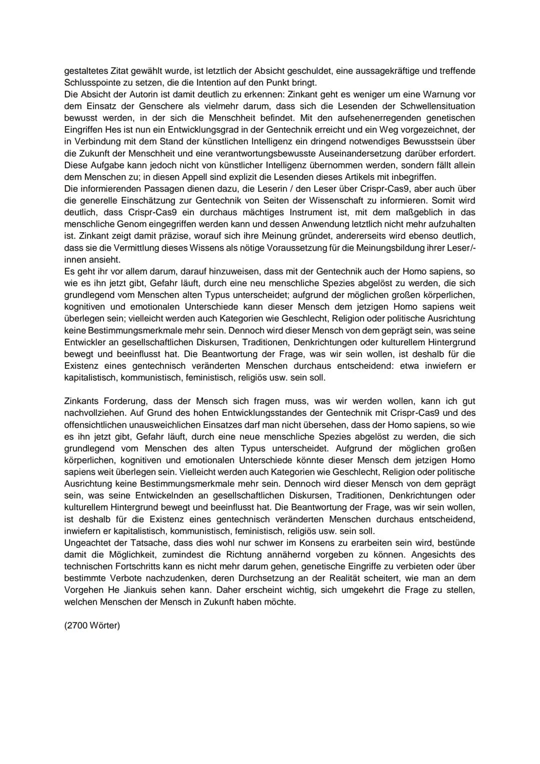 Grenzen der Wissenschaft? - Eine Sachtextanalyse verfassen
In dem Kommentar ,,Der Mensch steht an der Schwelle eines neuen Zeitalters", verö