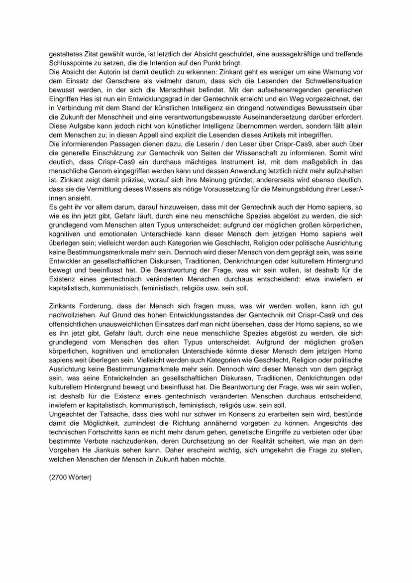 Grenzen der Wissenschaft? - Eine Sachtextanalyse verfassen
In dem Kommentar ,,Der Mensch steht an der Schwelle eines neuen Zeitalters", verö