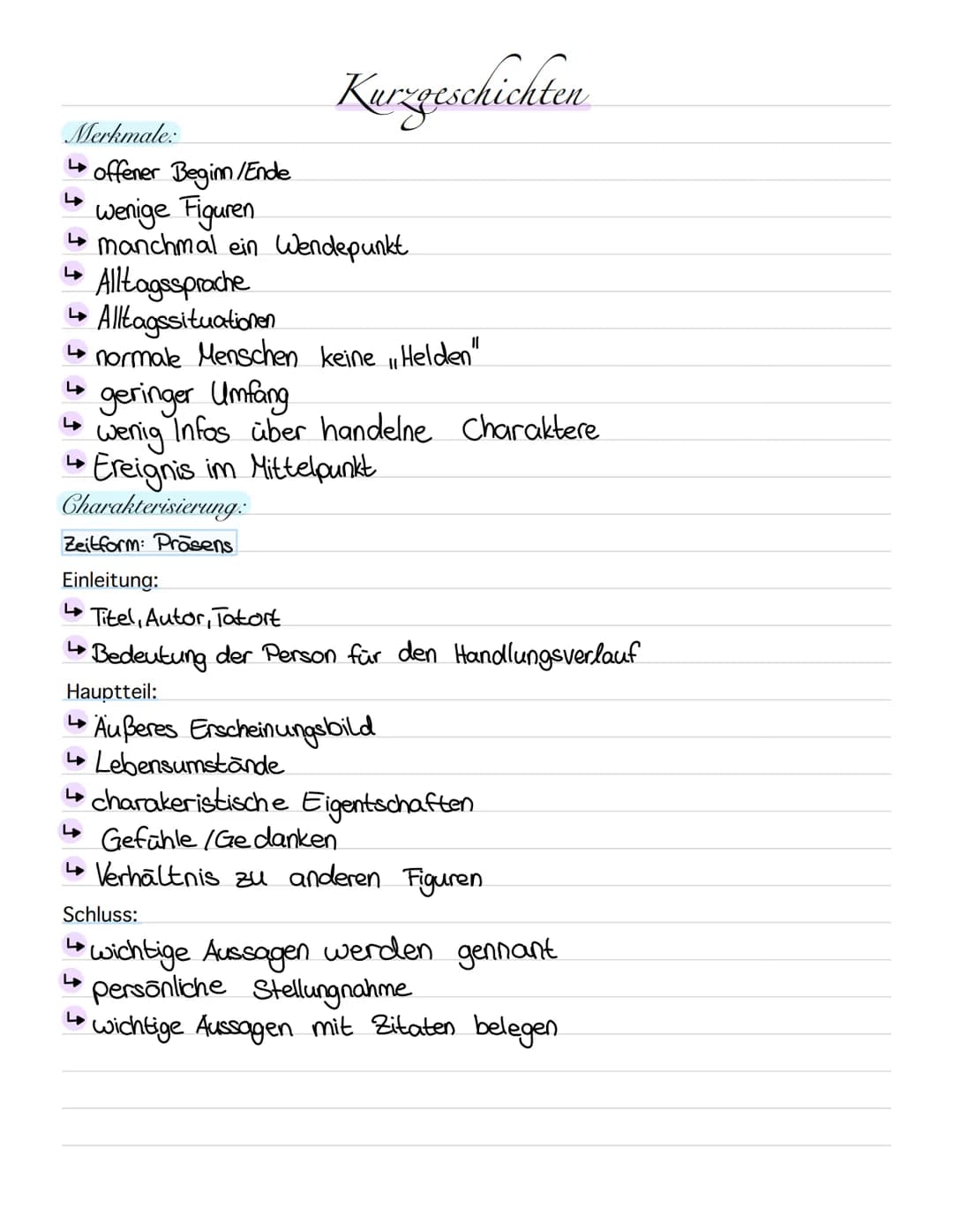 Merkmale:
offener Beginn/Ende
wenige Figuren
↳ manchmal ein Wendepunkt
4
Alltagssprache
Alltagssituationen
Kurzgeschichten
↳ normale Mensche