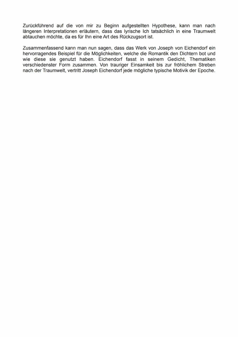 LOCKUNG - GEDICHTSANALYSE
Das romantische Gedicht ,,Lockung" des oberschlesischen Lyrikers Joseph von
Eichendorf, welches im Jahre 1834 verf