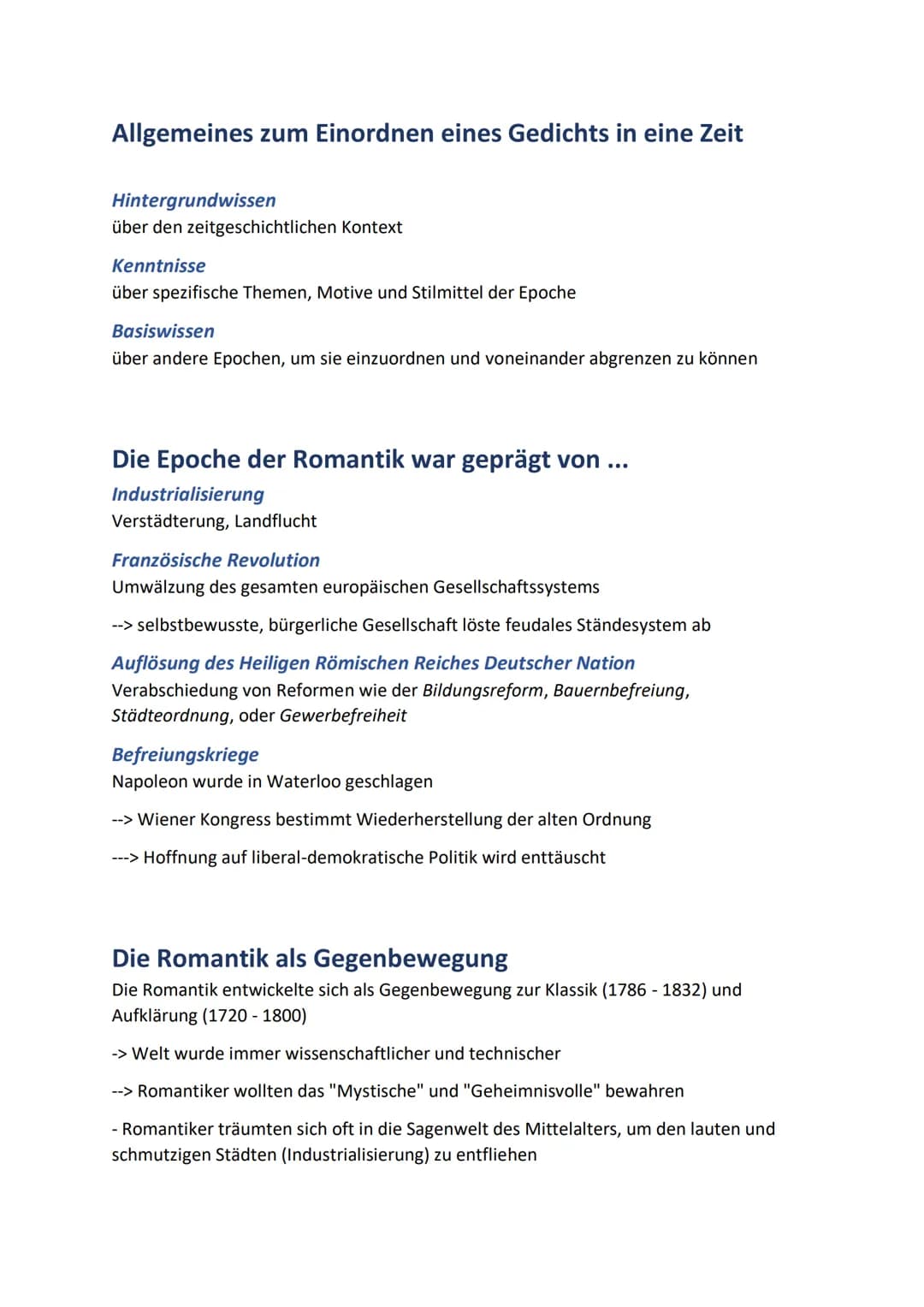 Allgemeines zum Einordnen eines Gedichts in eine Zeit
Hintergrundwissen
über den zeitgeschichtlichen Kontext
Kenntnisse
über spezifische The