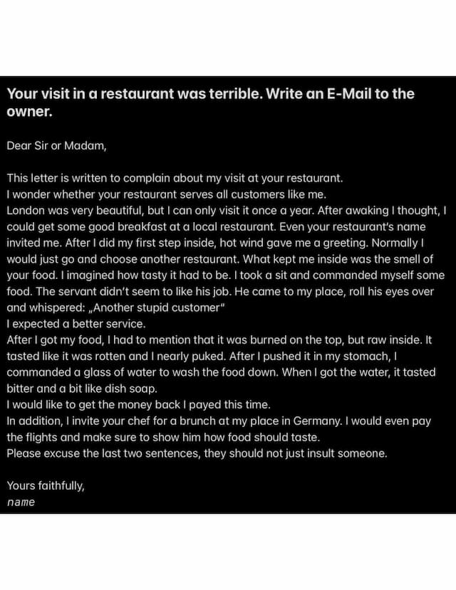Know letter of complaint (example) thumbnail