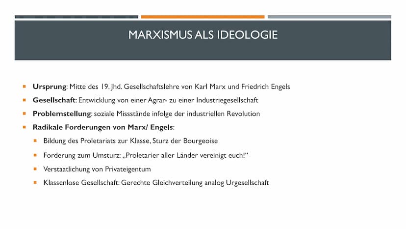 MARXISMUS
TRÜGT DER SCHEIN EINER
KLASSENLOSEN GESELLSCHAFT? INHALT
■ Marxismus als Ideologie
■
■
Gesellschaft im Wandel der Zeit
Gesellschaf