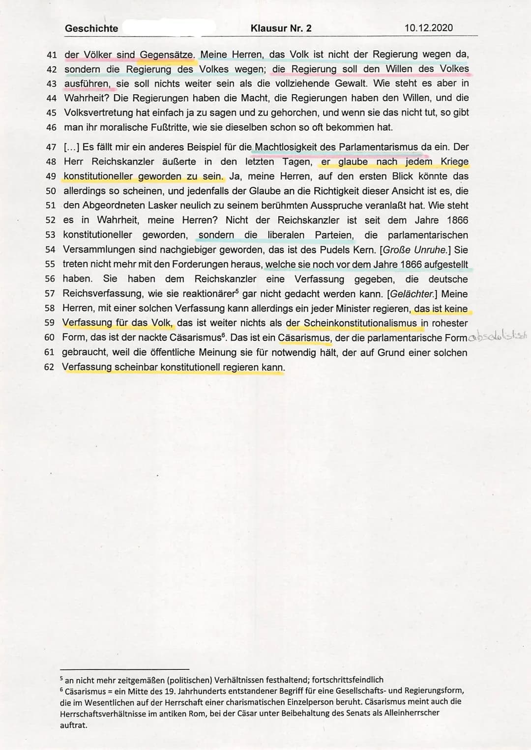 UN
Geschichte
Klausur Nr. 2
zum Inhaltsfeld 6 des Kernlehrplans:
10.12.2020
Nationalismus, Nationalstaat und deutsche Identität
im 19. Jahrh