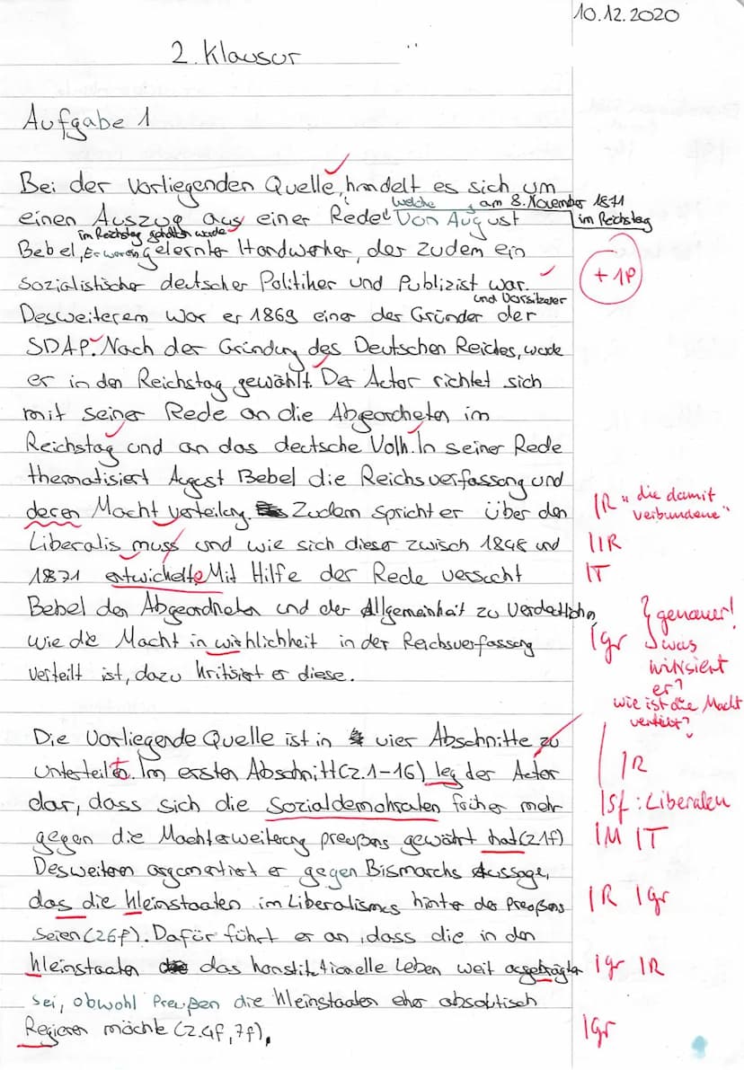 UN
Geschichte
Klausur Nr. 2
zum Inhaltsfeld 6 des Kernlehrplans:
10.12.2020
Nationalismus, Nationalstaat und deutsche Identität
im 19. Jahrh