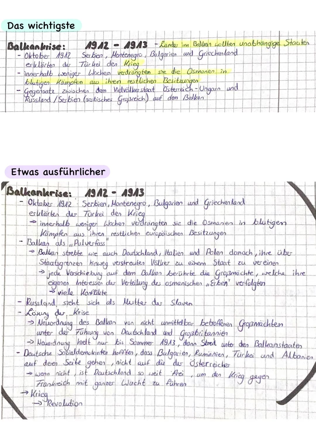 Das wichtigste
Balkankrise:
- Oktober 1912
esklärten der
- innerhalb weniger Wochen verdrängten sie die Osmanen in
blutigen Kämpfen aus ihre