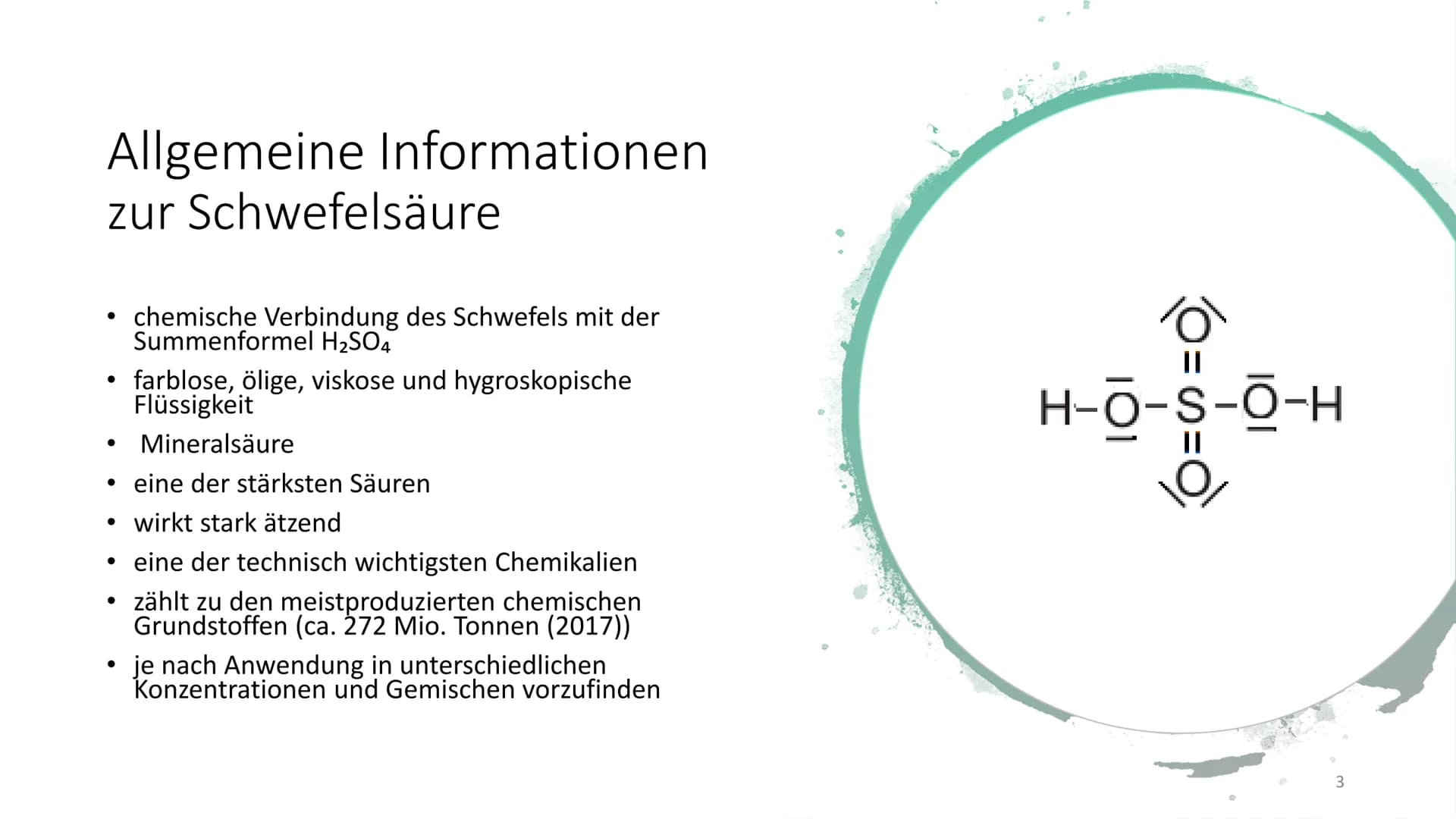 
<h2 id="allgemeineinformationenzurschwefelsure">Allgemeine Informationen zur Schwefelsäure</h2>
<p>Die Schwefelsäure ist eine chemische Ver