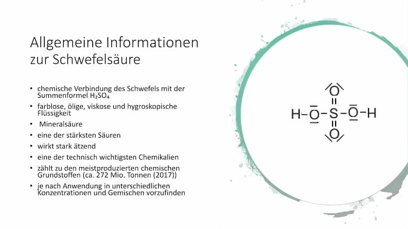 
<h2 id="allgemeineinformationenzurschwefelsure">Allgemeine Informationen zur Schwefelsäure</h2>
<p>Die Schwefelsäure ist eine chemische Ver