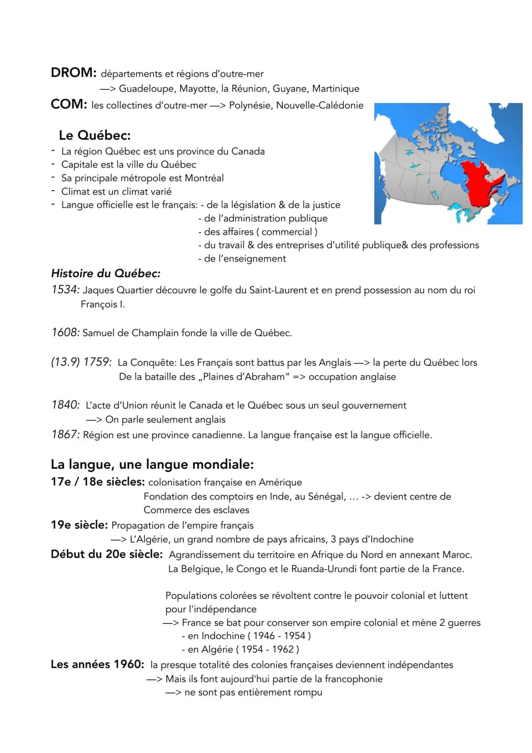 Französisch Arbeit Nr. 5 - Francophonie:
francophonie: - correspond à tous les pays où le français est parlé
Francophonie: - il désigne l'en