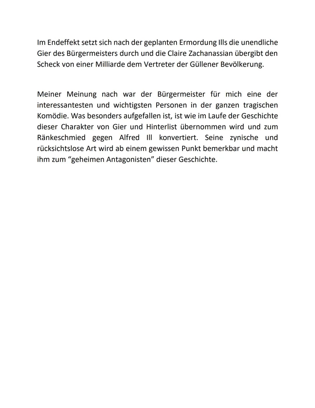 Besuch der alten Dame: Der Bürgermeister -
Charakterisierung
Luke Schwenke
"Der Bürgermeister" ist in der tragischen Komödie "der Besuch der