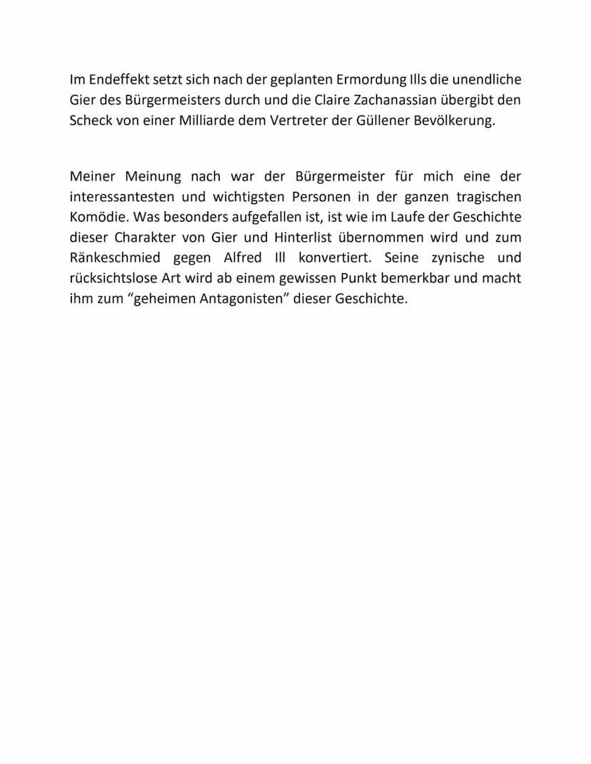 Besuch der alten Dame: Der Bürgermeister -
Charakterisierung
Luke Schwenke
"Der Bürgermeister" ist in der tragischen Komödie "der Besuch der