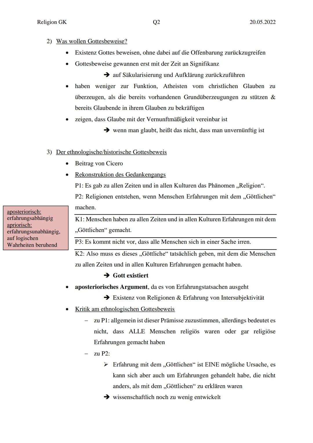 Religion GK
Themen:
Gottesbeweise
Theodizee-Problematik
1) Was ist ein Beweis?
Religionsklausur Nr.4
Q2
Definition von Beweis unterschiedet 