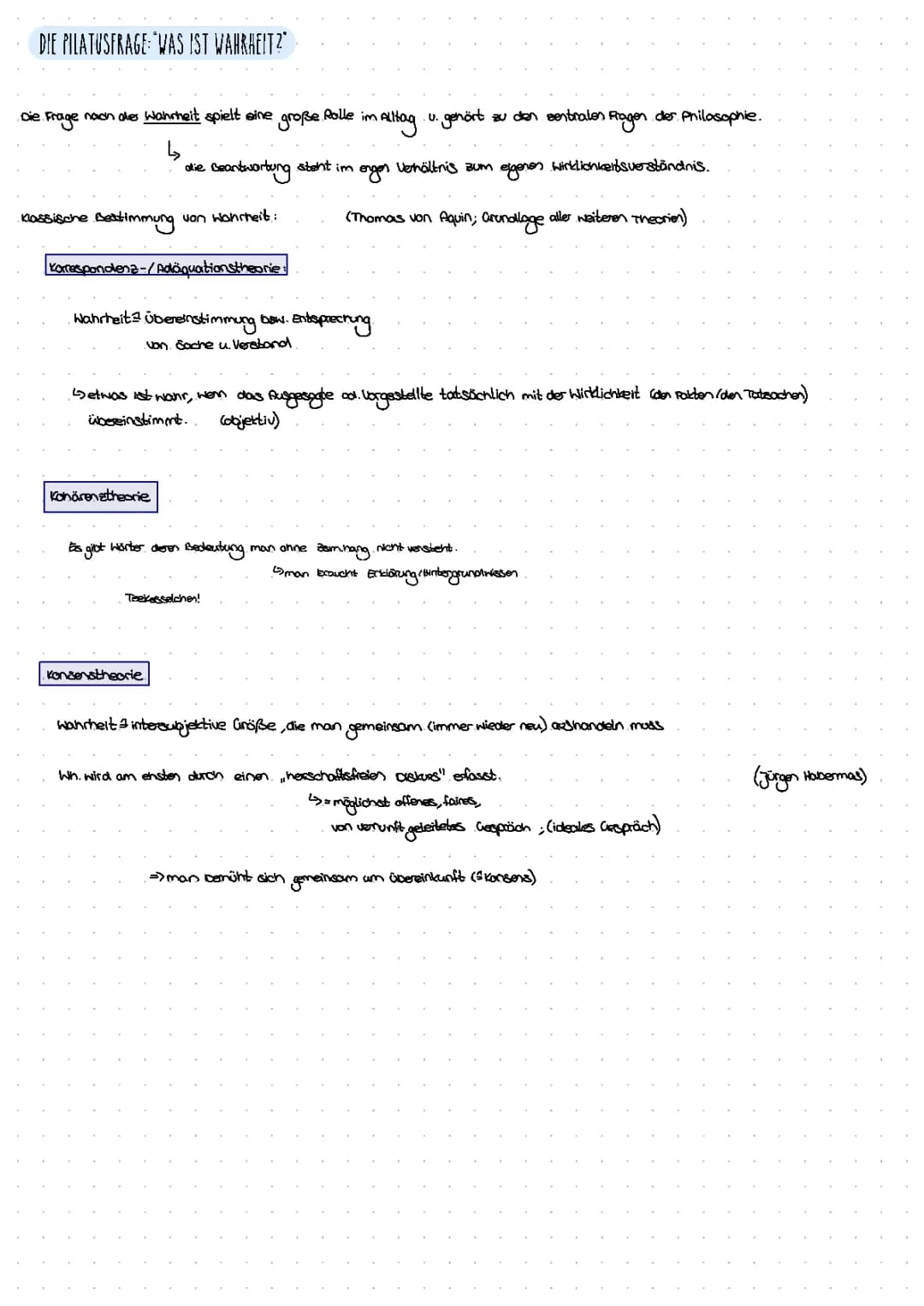 die Pilatusfrage und Wahrheitstheorien