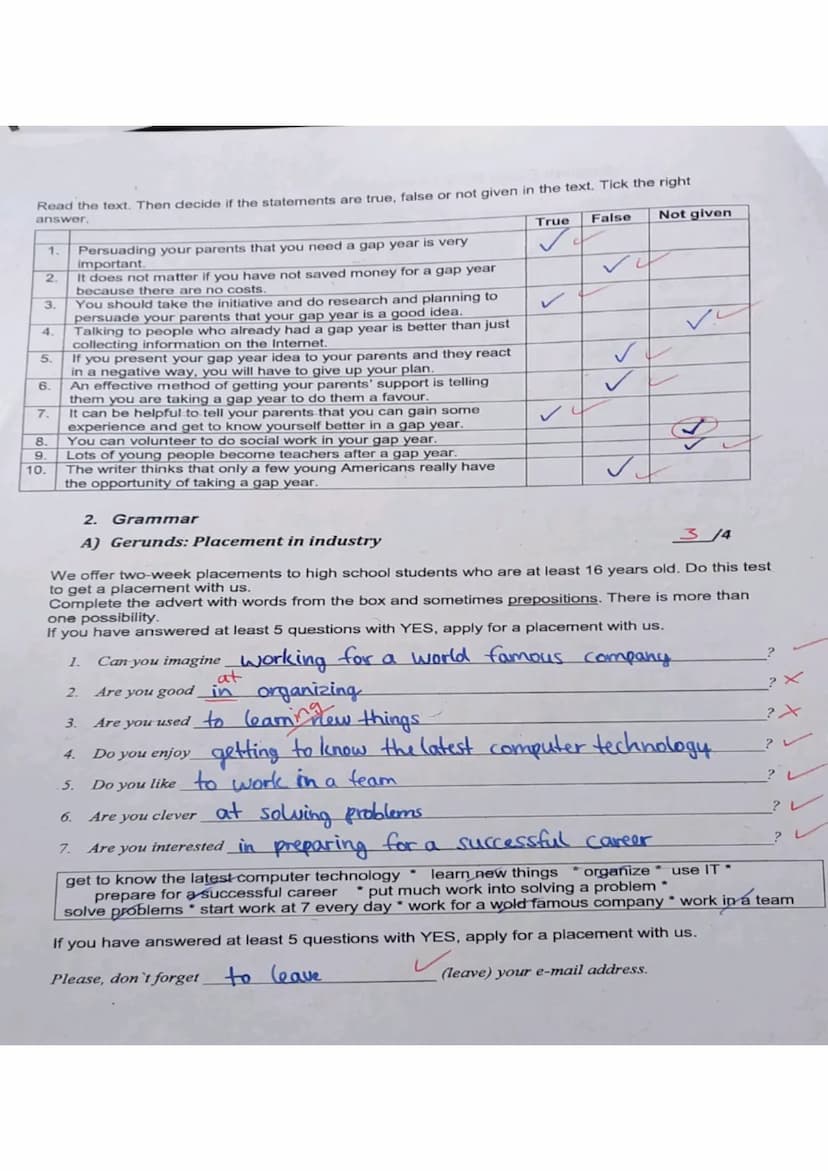 Name:
1. Reading
/10
1.Reading
2. Grammar
3. Vocabulary
Pauts Blog
What's Stopping You from Taking a Gap Year?
Subited by Paul on Sat 10/13/