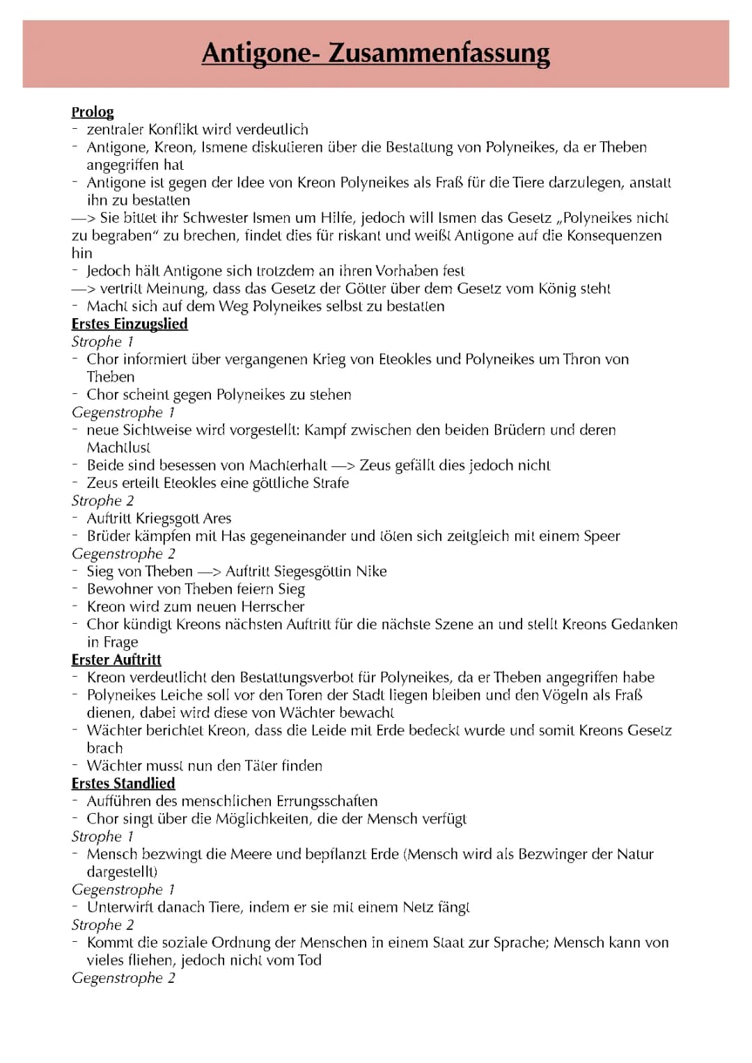 Antigone Zusammenfassung