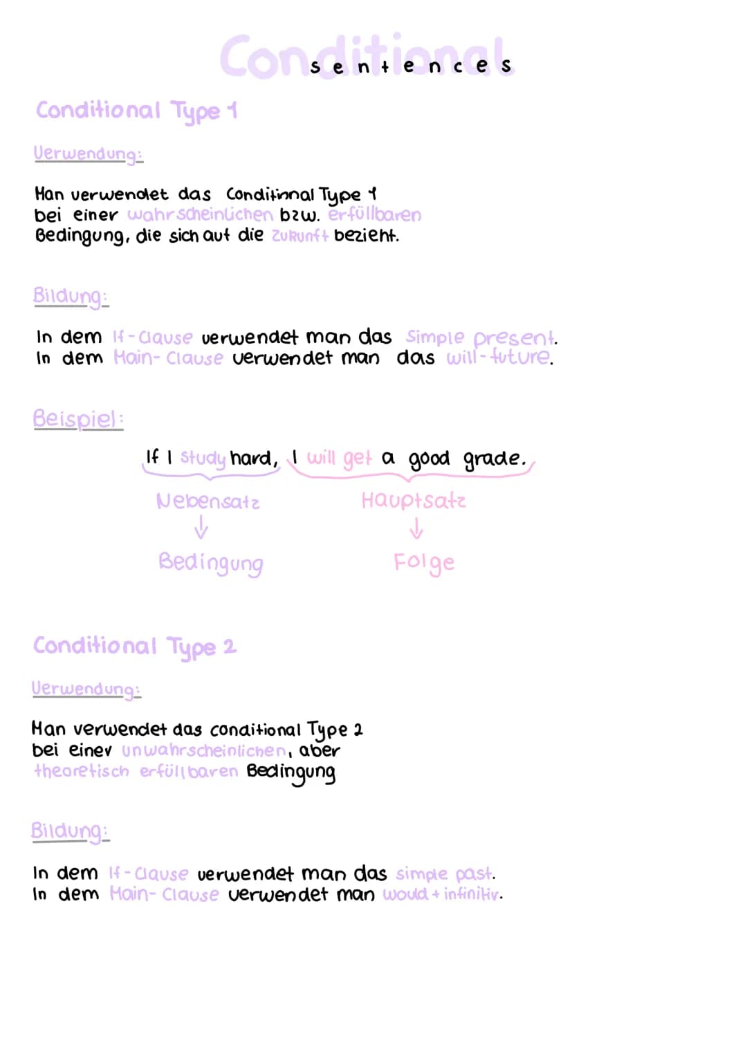 Consentences
Conditional Type 1
Verwendung:
Man verwendet das Conditional Type 1
bei einer wahrscheinlichen bzw. erfüllbaren
Bedingung, die 