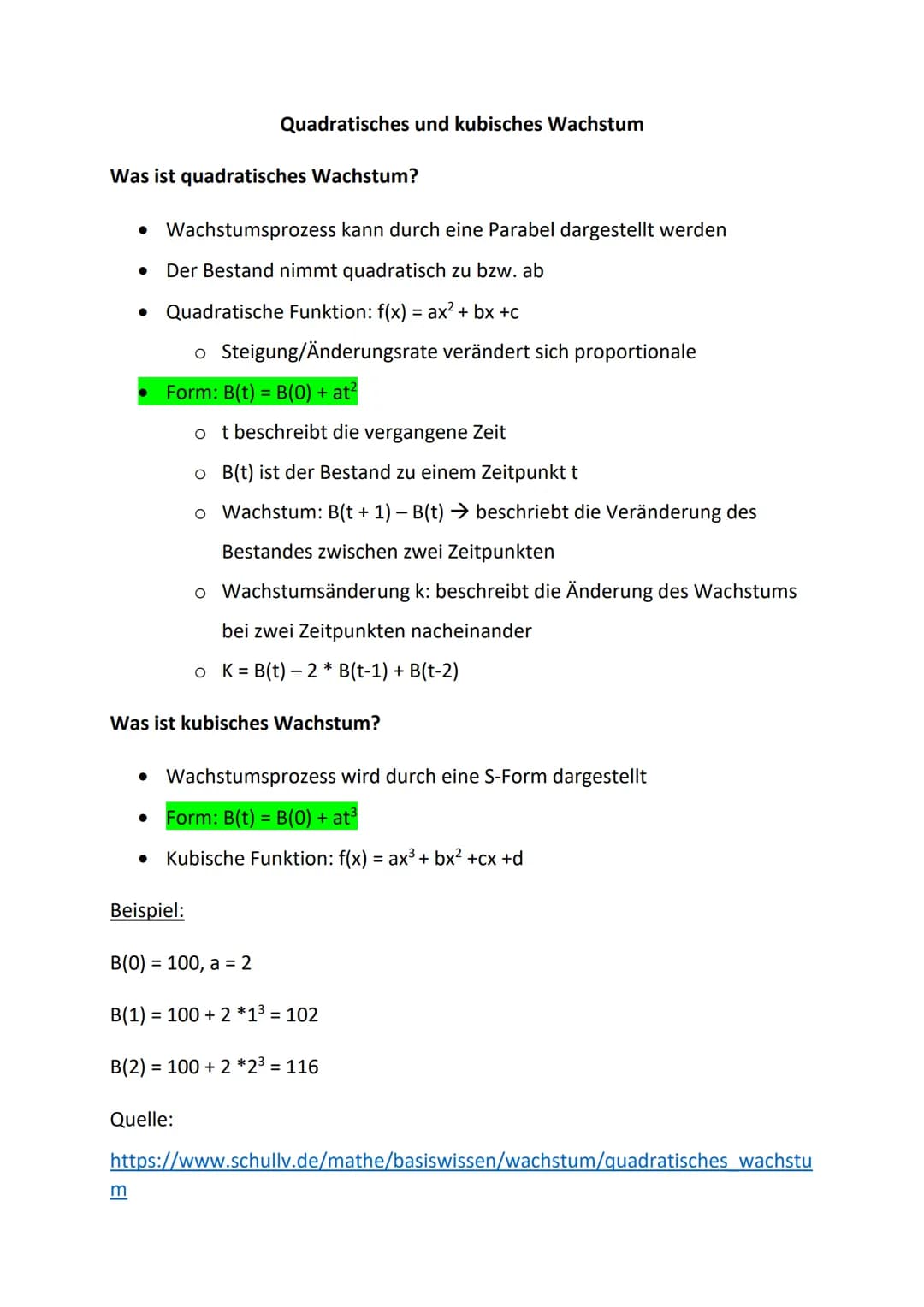 Was ist quadratisches Wachstum?
• Wachstumsprozess kann durch eine Parabel dargestellt werden
● Der Bestand nimmt quadratisch zu bzw. ab
● Q