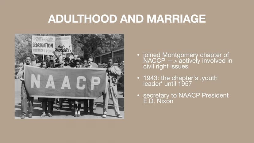 ROSA PARKS AND THE CIVIL
RIGHTS MOVEMENT
a presentation by Josephin Fröhlich ●
General Information
Earl Life and Family
Adulthood and Marria