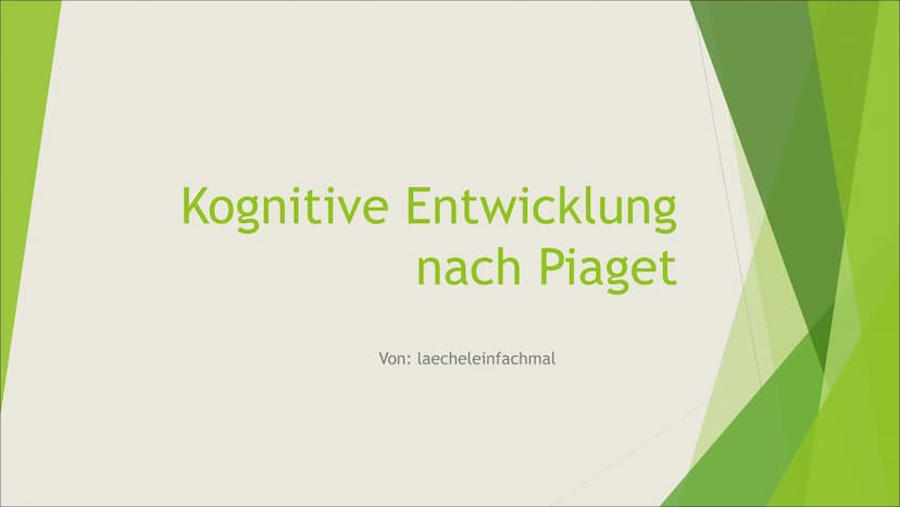 Kognitive Entwicklung
nach Piaget
Von: laecheleinfachmal Von: laecheleinfachmal
KOGNITIVE ENTWICKLUNG NACH JEAN PIAGET
Kerngedanken
1896-198