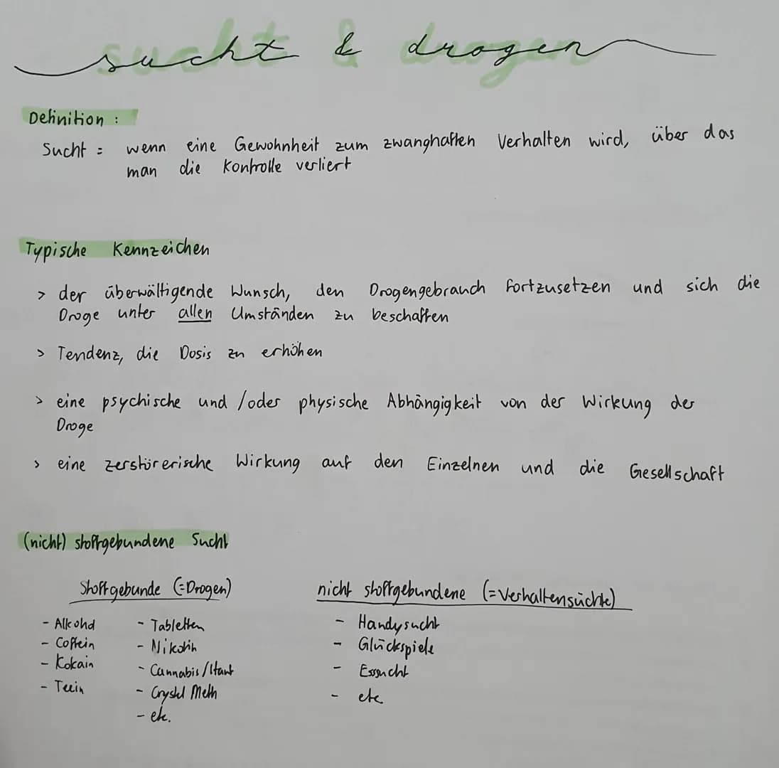 sucht & drogen
Definition :
Sucht =
عليه
wenn
man
eine Gewohnheit zum zwanghaften Verhalten wird, über das
die kontrolle verliert
Typische K