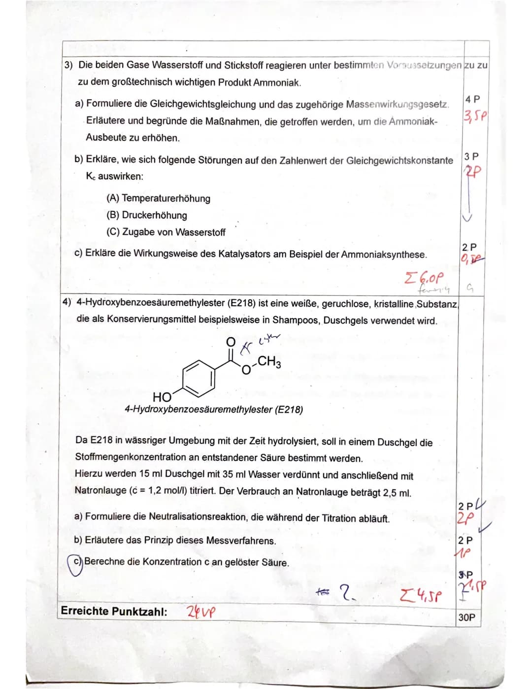 Chemie 1
Name:
Note: 12
рте
= EST THO
1) In einem Experiment wird Propansäure (P) mit Ethanol (E) unter Einwirkung eines
Katalysators zur Re