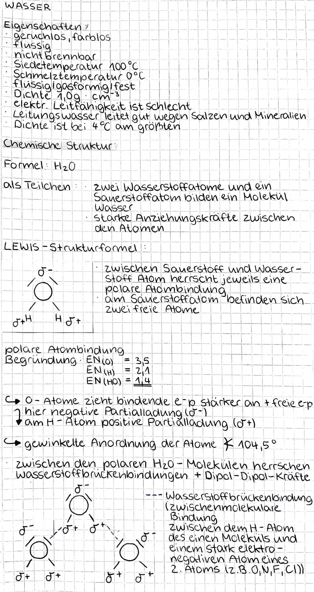 # WASSER

Eigenschaften
- geruchios, farblos
- Flussig
- nicht brennbar
- Siedetemperatur 100°C
- Schmelztemperatur O°C
- flussigigasformig/
