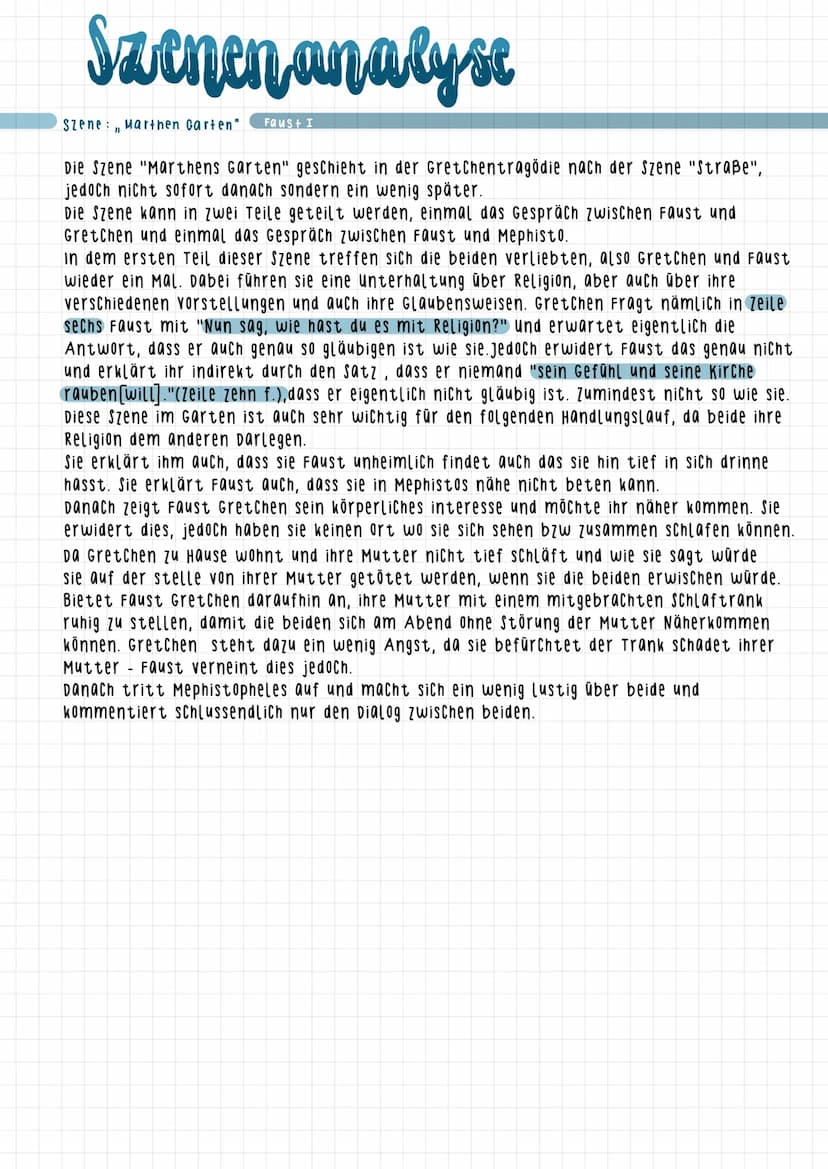 fri, 2214012021
Szenen analyse
Szene Straße" Faus+ I
Diese Szene ist der Beginn der Gretchentragödie und somit tritt Gretchen bzw.
Margarete