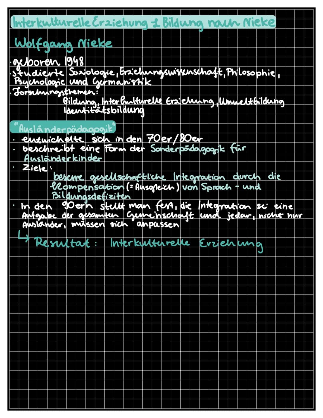 Interkulturelle Erziehung & Bildung nach Nieke
Wolfgang Nieke
・geboren 1998
studierte Soziologie, Erziehungswissenschaft, Philosophie,
Psych