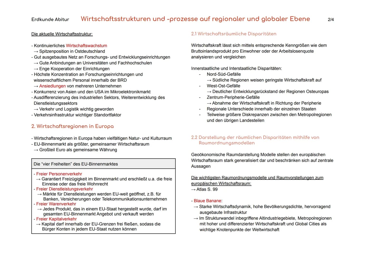 Erdkunde Abitur Wirtschaftsstrukturen und -prozesse auf regionaler und globaler Ebene
1. Wirtschaftsregionen in Deutschland
- Wirtschaftsrau