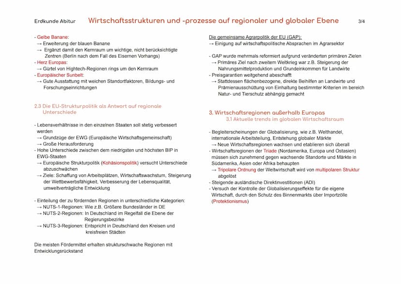 Erdkunde Abitur Wirtschaftsstrukturen und -prozesse auf regionaler und globaler Ebene
1. Wirtschaftsregionen in Deutschland
- Wirtschaftsrau