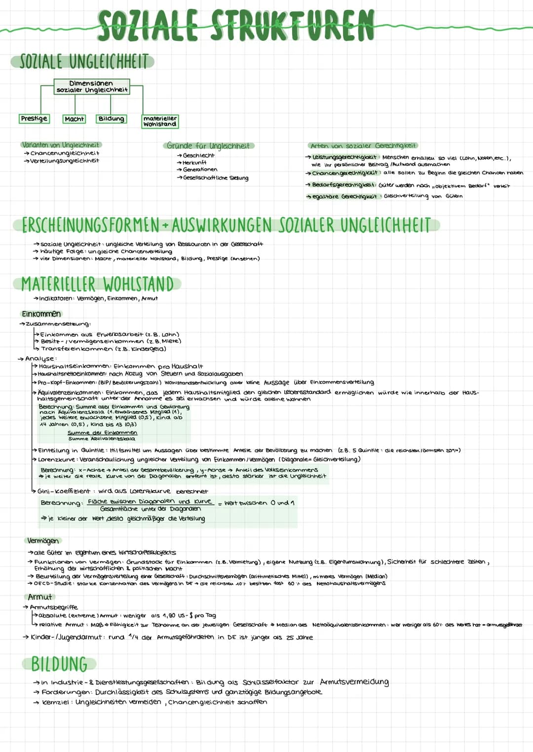 SOZIALE STRUKTUREN
SOZIALE UNGLEICHHEIT
Dimensionen
sozialer Ungleichheit
Prestige Macht Bildung
Varianten von Ungleichheit
→Chancenungleich
