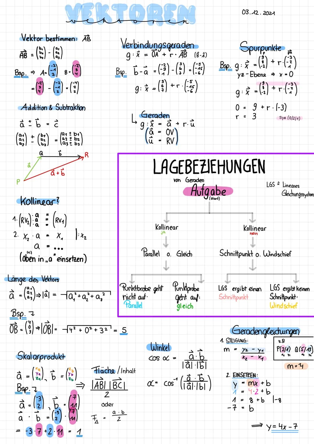 Vektor bestimmen: AB
AB = (3) - ()
Bsp. => A= √₂)
P
Addition & Subtraktion
á : b = c
():)
Q
à
X₂
-0-0-0
VEKTOREN
Kollinear?
1. (RV₂): 1 = (R