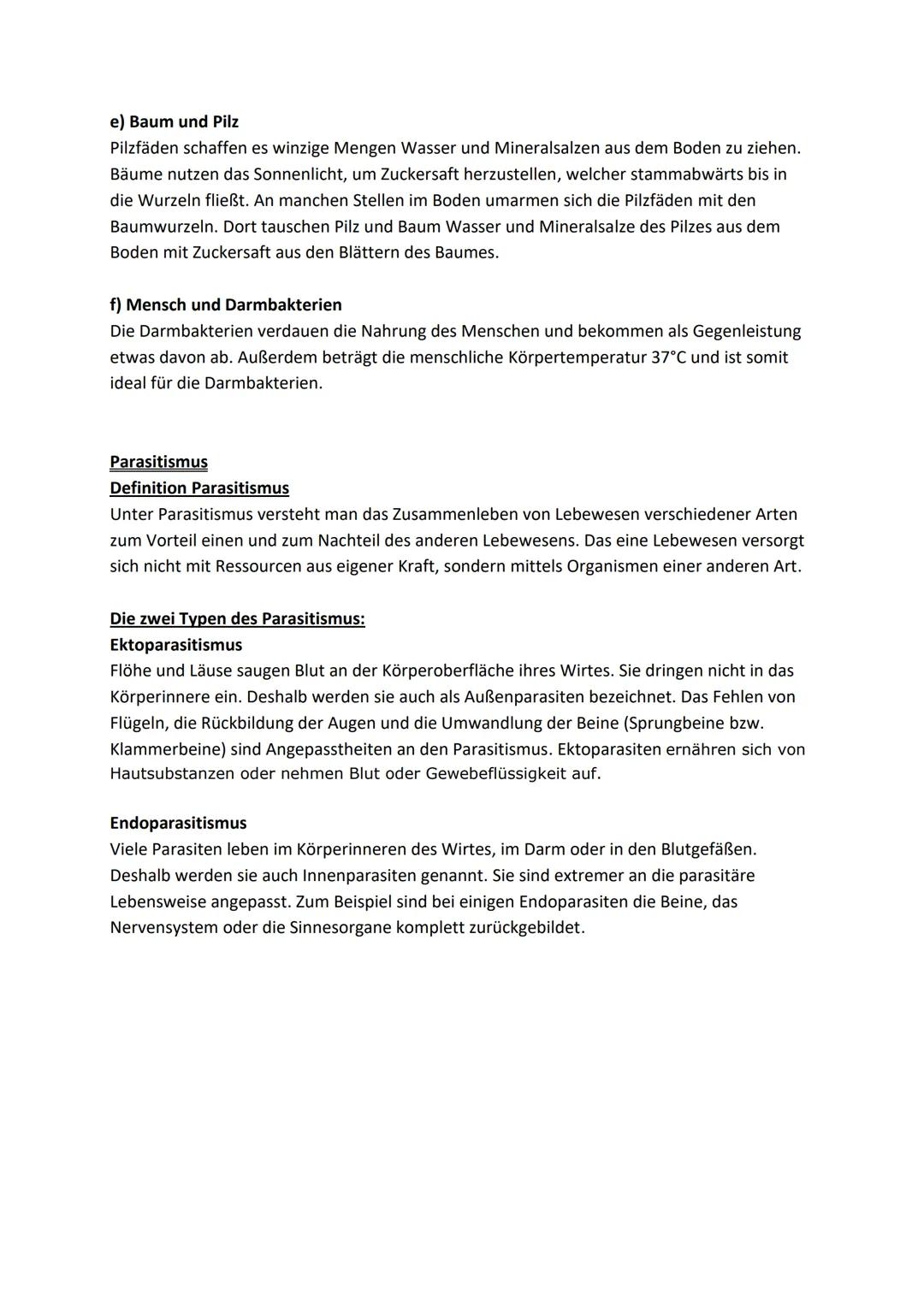 # Symbiose und Parasitismus
Symbiose
Definition:
Als Symbiose bezeichnet man das enge Zusammenleben von Lebewesen unterschiedlicher
Arten zu