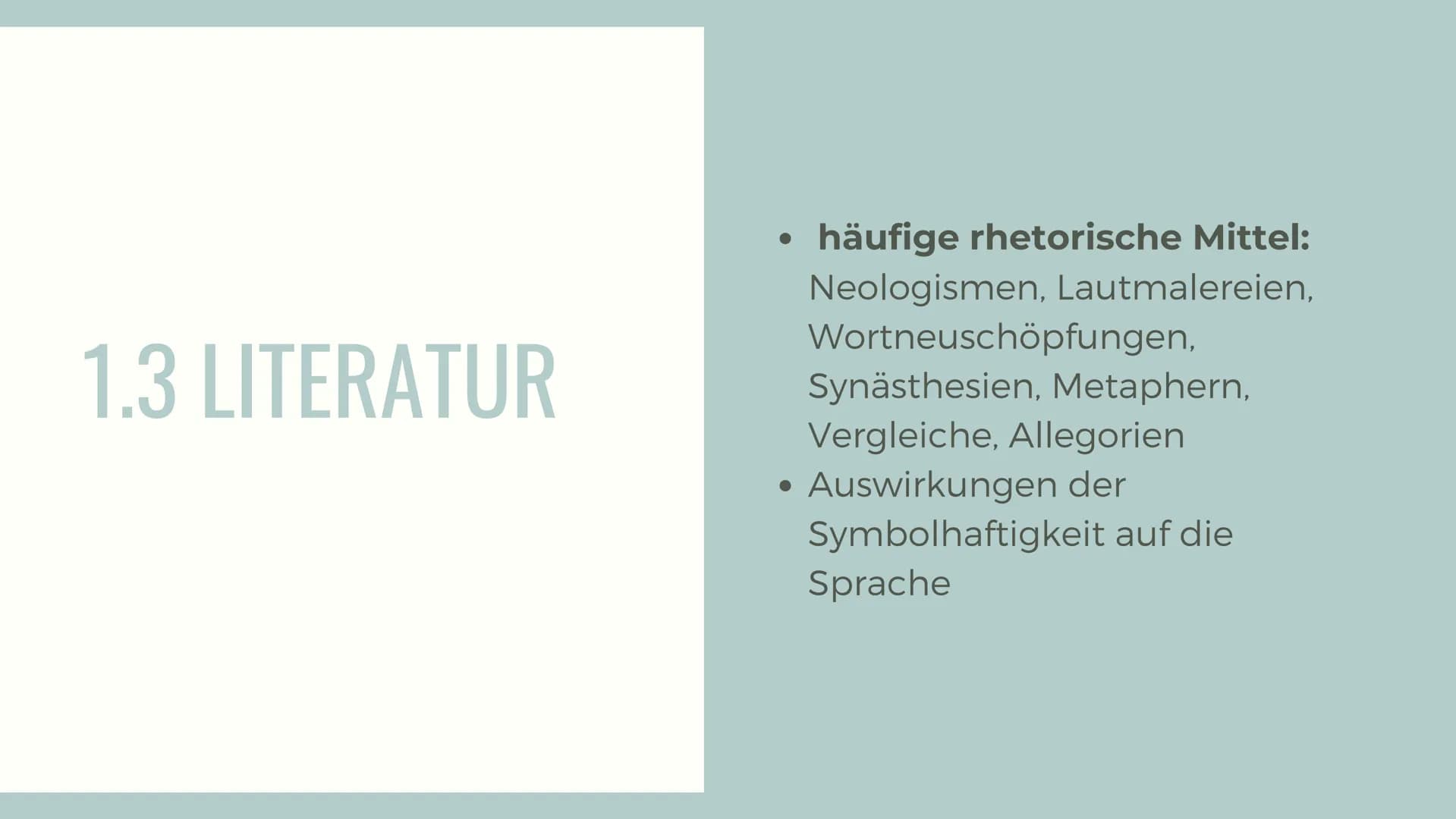SYMBOLISMUS UND
JUGENDSTIL INHALTSVERZEICHNIS
1. Symbolismus
1.1 Zeitgeschichtlicher Hintergrund
1.2 Merkmale
1.3 Literatur
1.4 Hauptvertret