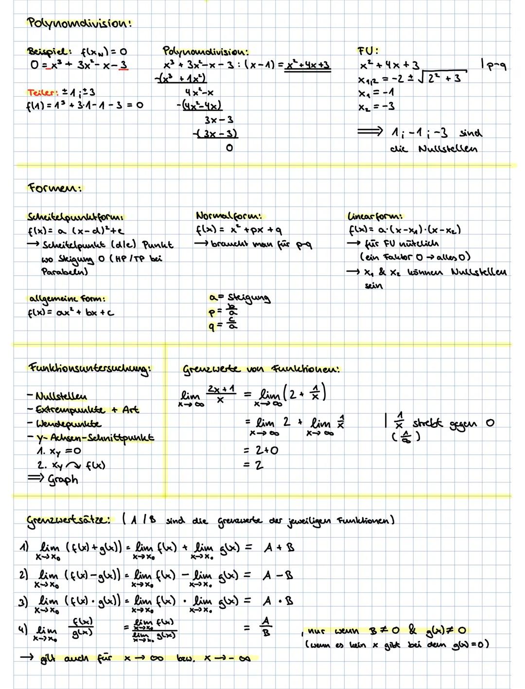 Differentialrechnung:
Differenz quotient:
(mittlere Anderungsrate)
Ax= x₂-X₁
∆y = yı - ул
AY
1= AX (steigung der Geraden).
Ableitungsregeln:
